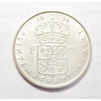 Svédország,2 kronor 1954 TS aUNC+ ezüst 14g400