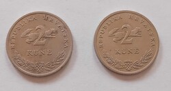 Horvátország 2 kuna  2 db együtt 2013,2017
