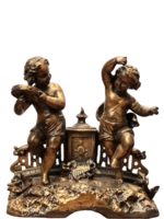 Szobros antik öntött vas szobor asztali dísz