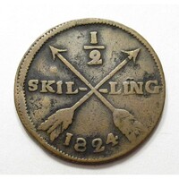 Svédország,1/2 skilling 1824 F réz