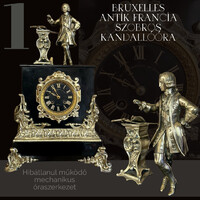 Antik brüsszeli kandalló-, asztali-, szalonszobros bútoróra