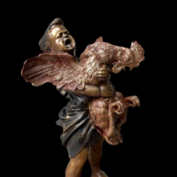 Adriano Cecioni (1836 - 1886) SMALL BOY WITH ROOSTER - bronze sculpture