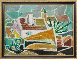 Bugyil Ferenc Táj c. Képcsarnokos olajfestménye EREDETI GARANCIÁVAL !