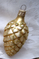 Karácsonyfa dísz üveg arany toboz