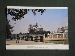 Képeslap,Franciaország,Párizs,Szajna,Notre-Dame-székesegyház,városi látkép,részlet,1997-