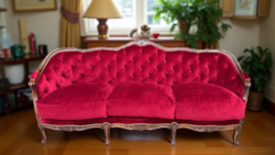 Klasszikus neobarokk kanapé Chesterfield stílusban felújítva
