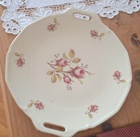 Régies rózsás porcelán tál, aranyszegéllyel – Königl. pr. Tettau, Németország