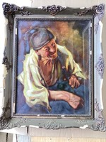 Idős férfit ábrázoló olajfestmény .