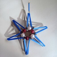 Gablonz üveg csillag - régi térbeli karácsonyfadísz