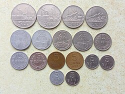 Románia 17 db Különböző Érme 5,15,25 Bani 1,3 Lej Lei 1952-2001