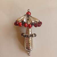 Régi Gablonz üveg karácsonyfadísz- gomba