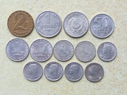 Magyarország 13 db Különböző Érme 5,10,20,50 Fillér 1 pengő 1,2 Forint 1941-1990