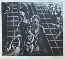 Balla Attila (1959-) Metro II. hidegtű, mezzotinta, 33x37cm. (1984)