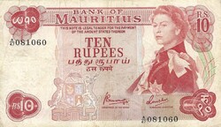 10 rupia rupiah 1967 Mauritius Erzsébet királynő 1.