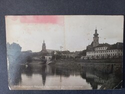 Régi ritka képeslap Győr - Rábaparti részlet a karmelita és Nagytemplommal 1939, Szent György térre