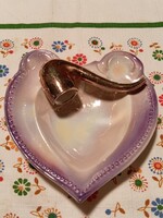 NÉMET PORCELÁN HAMUTARTÓ PIPÁVAL IRIZÁLÓ MÁZZAL (G34)