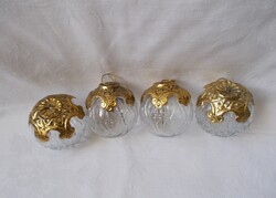 Fém veretes üveg gömb karácsonyi dísz,fenyőfa karácsonyfadísz,fenyődísz 4db