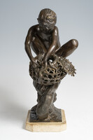 D'Orsi olasz szobrász "Poliphalász" (Pescatore di Polpi)  bronzszobra (25-0231)