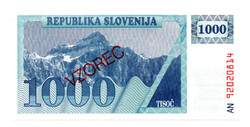 Szlovénia 1000 Tolar Bankjegy 1992 P9s1 MINTA