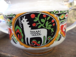 Orosz teás készlet, aranyozott, kézi festett,, szarvas minta