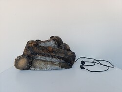 Antique Stove Fireplace Insert with Underlighting, Wooden Log Effect, Flame Lighting