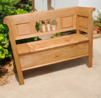 Népi lóca karos fa láda , karosláda,  karfás pad felnyitós lóca