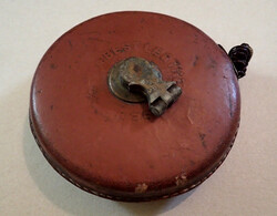 Nagyon régi antik Railway Measuring Tape VASÚTI mérőszalag bőrtok hatágú Dávid csillag zsidó judaika