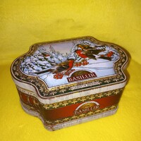 "BASILUR ". Teás doboz, kekszes/süteményes doboz, fém doboz.