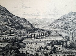 Gross arnold: Transylvanian landscape (signed etching)