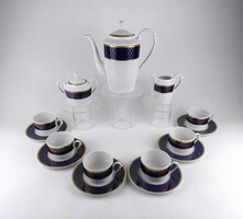 1X798 Aranyozott, kobaltkék Zepter Cobalt Royal porcelán kávéskészlet 15 darab