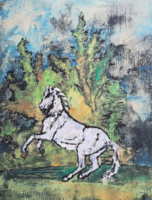 Galloping white horse - beautiful, charming piece