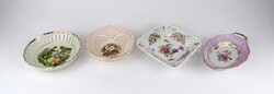 1X774 Régi, vegyes, áttört szélű, porcelán kosár, tálka csomag 4 darab