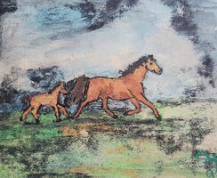 Galloping Horses - Beautiful, Charming Artwork - Foal and Adult Horse