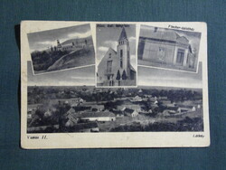 Képeslap,Vasas II.,bányatelep,Rk. templom,Fischer üzletház,község látkép,Horváth Bp. kiadás, 1940-