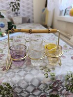 Retro Drink Set, Short Spirit Set in Metal Holder for Sale!