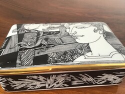 Hollóházi porcelán doboz Szász Endre