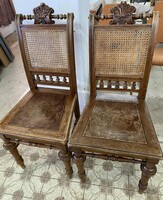 Szecessziós fonott háttámlájú szék párban 2 db