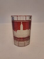 Antik üveg díszpohàr fürdőpohár városképpel St. Rupprecht an der Raab