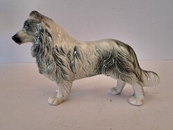 Hollóházi porcelán kutya szobor, figura