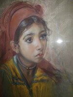 Farkas Rózsi (Forgách Farkas Rózsi)1894-1929. Cigánylány portréja, 1928.Ritkaság!