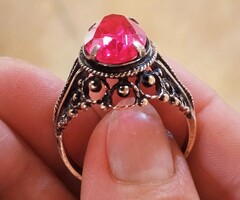 Vintage szovjet orosz rubin 875 ezüst gyűrű  Aranyzott . Méret - 69 ( 22 mm ).