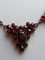 Antique Victorian Bohemia Rose Cut Czechoslovak Garnet Necklace