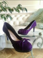 M&S 40,5-es. sötét lila alkalmi cipő 8 cm sarok, eco, vegán, 26.5 cm bth