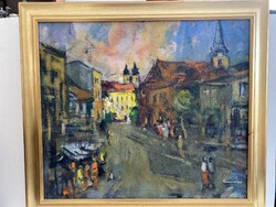 Sándorfalvi Sándor ( 1914 - 2009 ) - Utcakép ( Székesfehérvár ? ) .