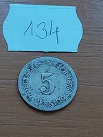 NÉMET BIRODALOM 5 PFENNIG 1876 / C, Réz-nikkel  #134