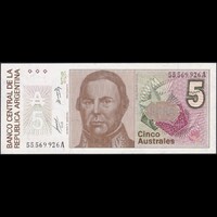 Argentína 5 Australes 1986-1987 P-324a UNC