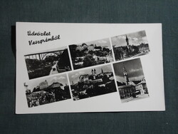 Képeslap,Veszprém,vár,templom,viadukt híd,városi látkép,részlet,1950-