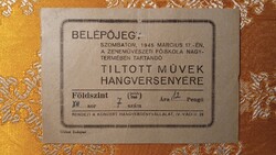 1945. Belépőjegy a Tiltott művek hangversenyére