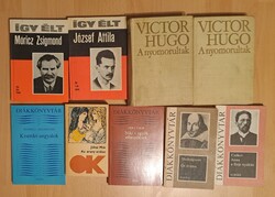 Retro könyvcsomag 9 db együtt - Így élt..., A nyomorultak, Csehov, stb.