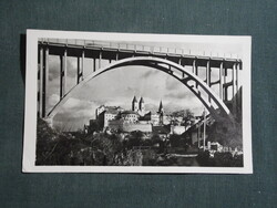 Képeslap,Veszprém,Viadukt híd,vár,városi látkép,részlet,1950-